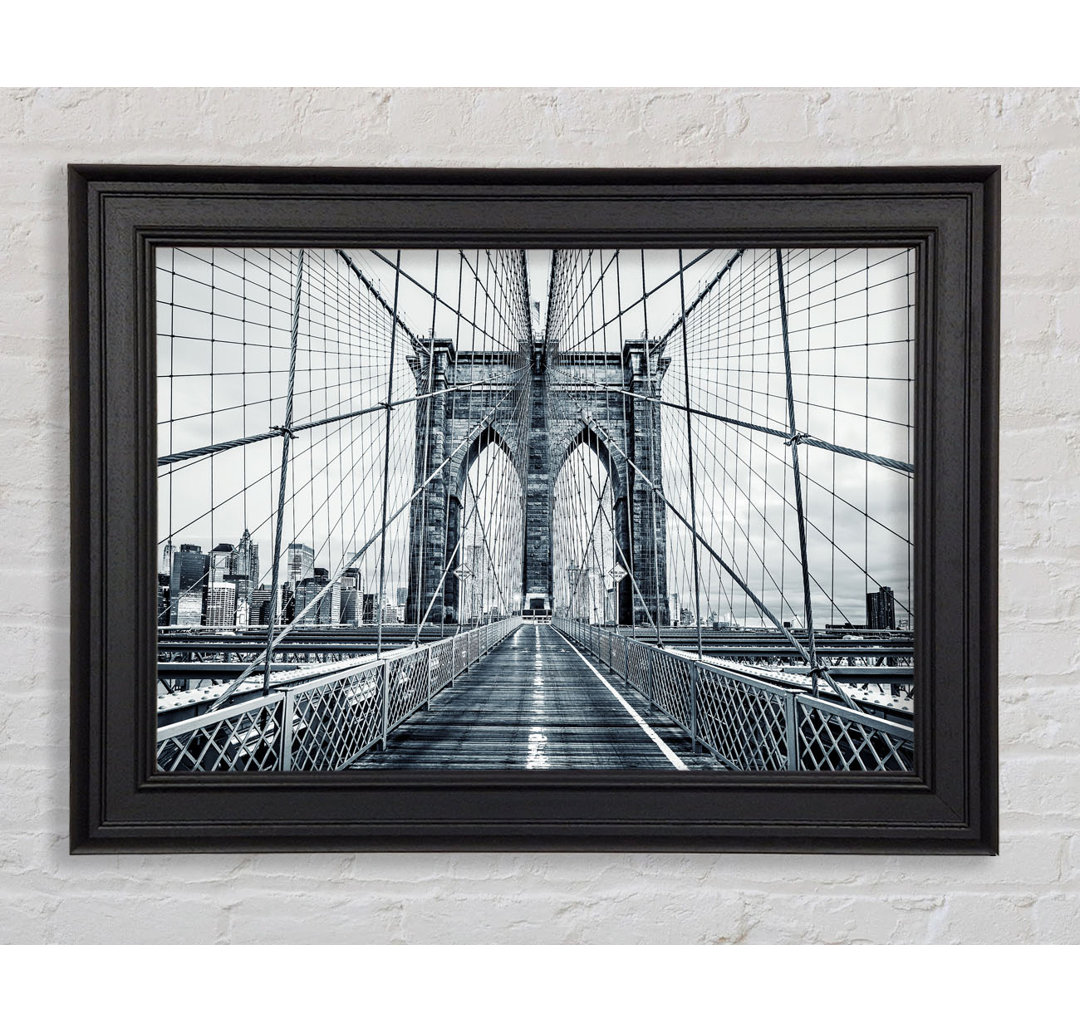 Silberne Brooklyn Bridge Gerahmter Druck