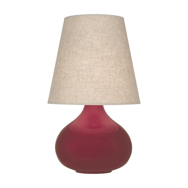 Small June Accent Lamp, Peacock, Buff Linen