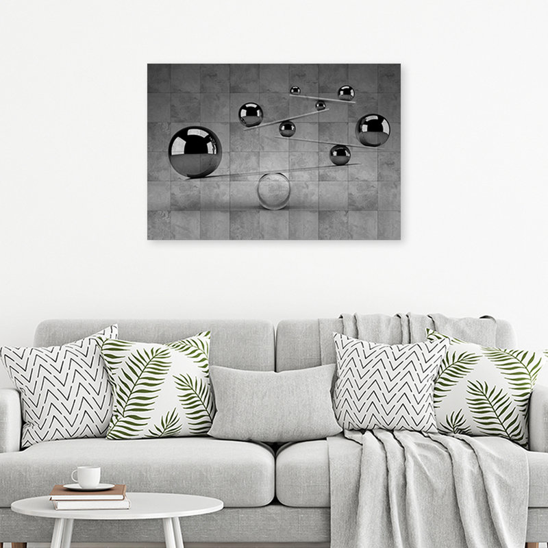 3D Silver Spheres - No Frame Print on Canvas, 70cm H x 100cm W