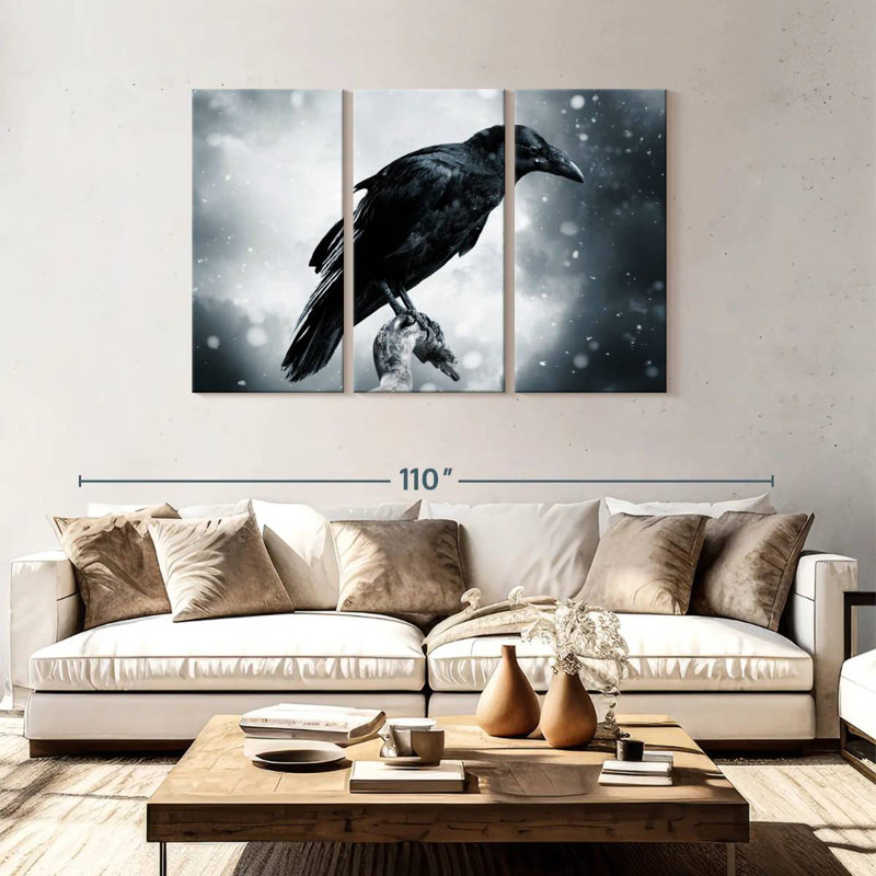 Corbeau noir Brampt, H 48 po x l 74 po