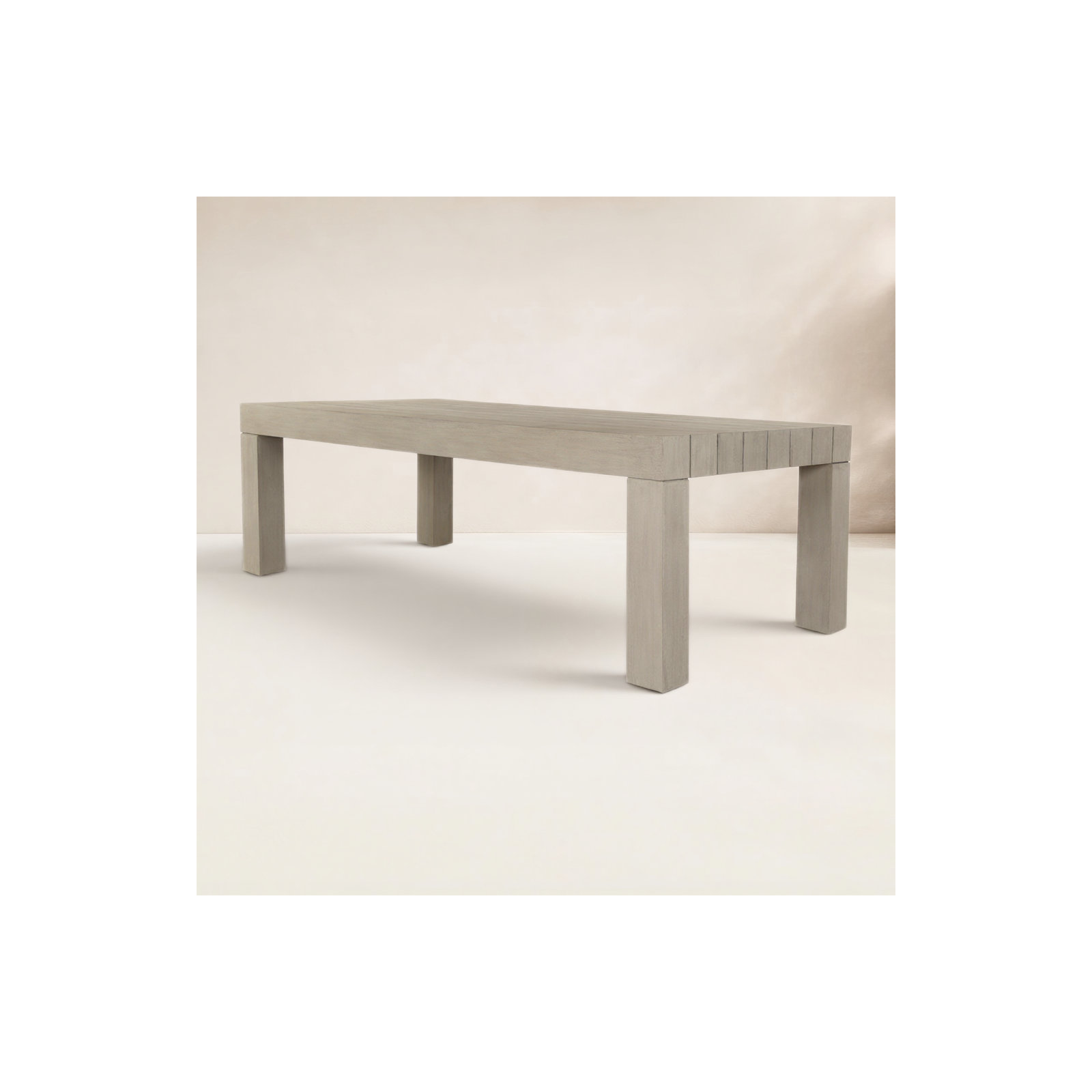 Shea 87'' Teak Outdoor Dining Table, Weathered Gray