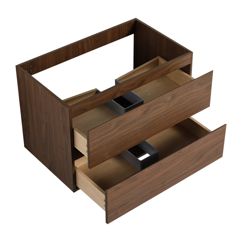 Armoire de salle de bain moderne 30 po - meuble-lavabo en chêne brun avec amplement d'espace de rangement, 30", Noyer