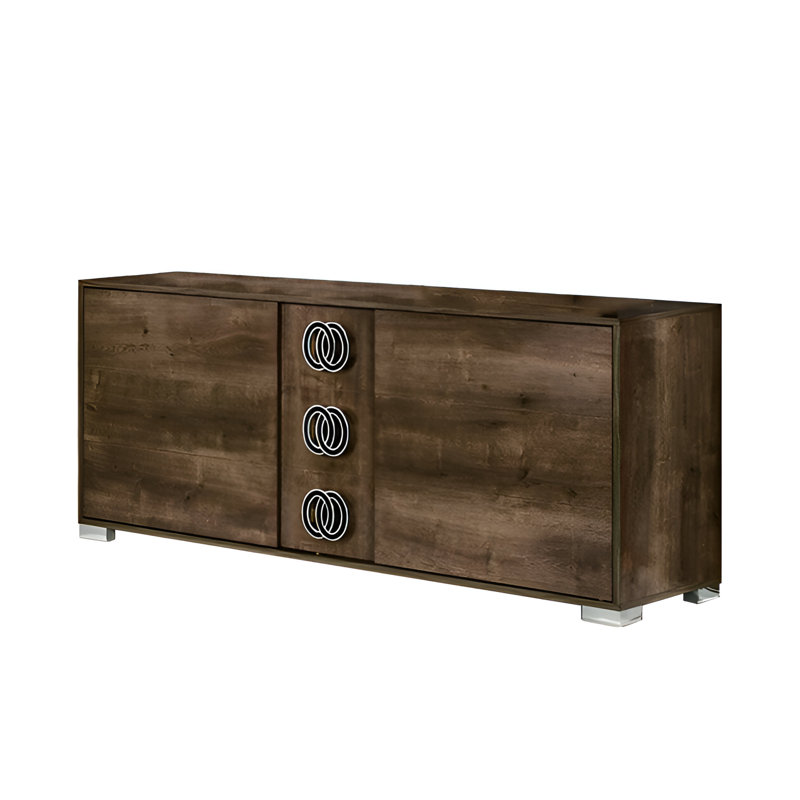 Commode double 66 po à trois tiroirs en bois brun