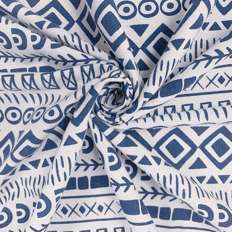 White Blue Boho Cotton Linen Table Clothes with Tassels for Rectangle Tables