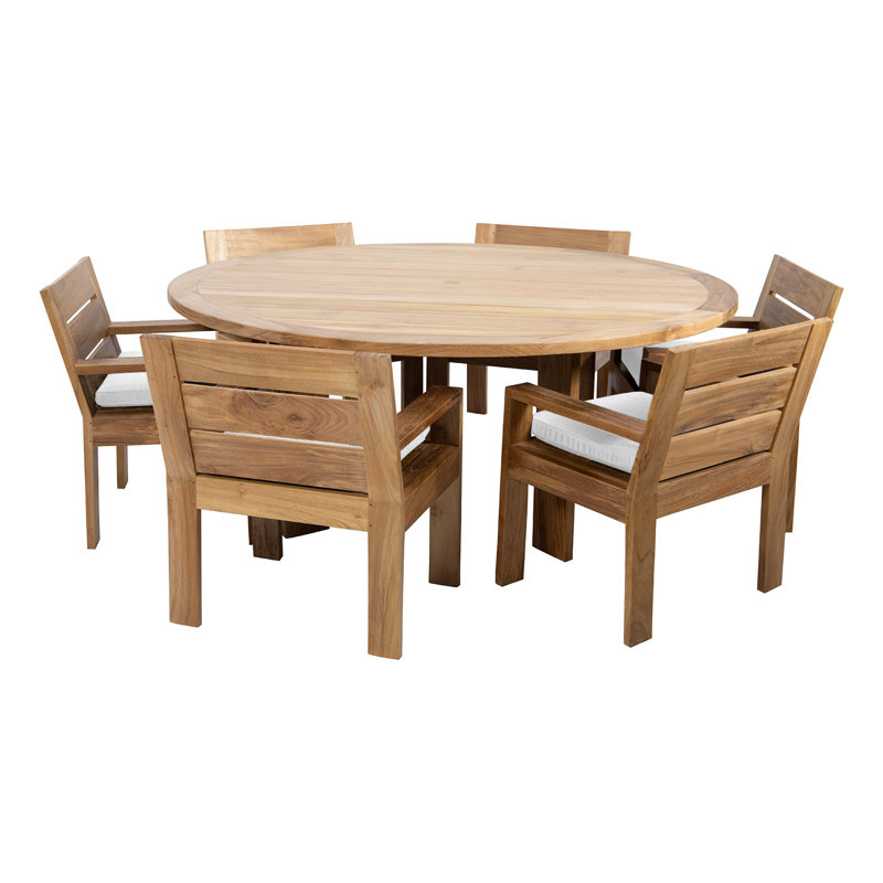 Pacific 7 - Piece Dining Set, Antique Beige, 30.5" H x 72" L x 72" W
