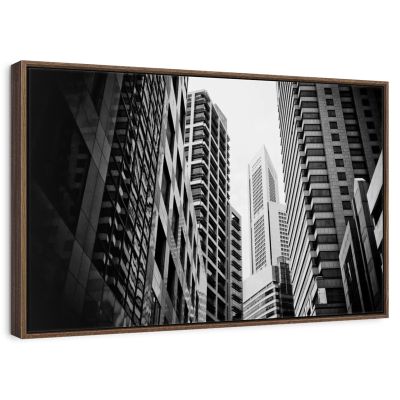 Skyscraper Buildings, Floating Frame Walnut, 31" X 21"