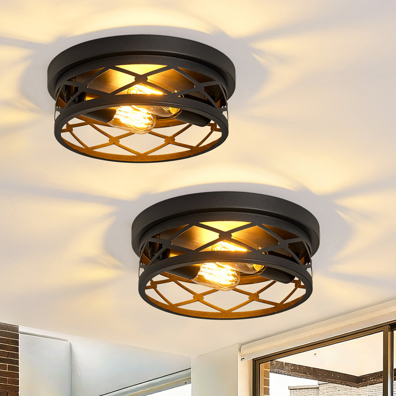 2 Light Farmhouse Flush Mount Ceiling Light-2 Pack (Bulbs Not Included)