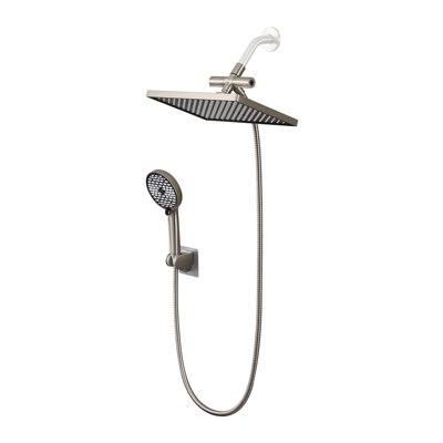 Pomme de douche rectangulaire réglable haute pression double 12 po avec douchette à 6 jets
