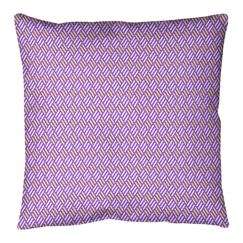 Coussin décoratif en losanges à rayures elizabeth katelyn, H 18 po x l 18 po, Mauve / Jaune, Bourre en polyester