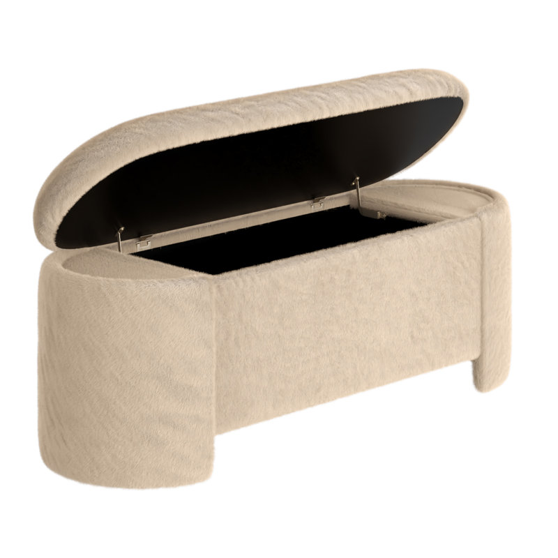 Repose-pieds avec rangement Mid-Century, Similifourrure