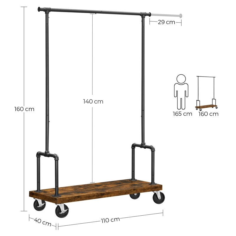 Lassel Adjustable Rolling Clothes Rack