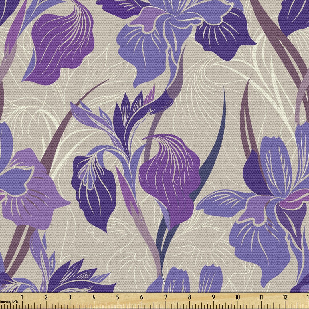 Gewebe als Meterware, Digital-Blumen Zusammensetzung, Blumen, Pale Tan Violet