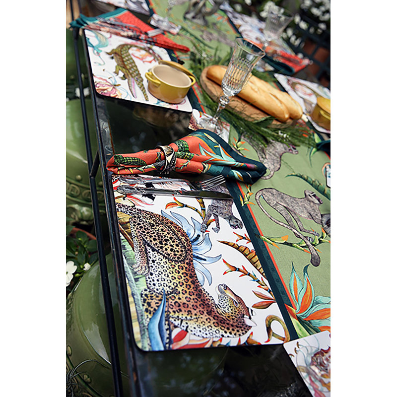 Ardmore 'Monkey Paradise' Cotton Runner, Chalk, 94" x 16"