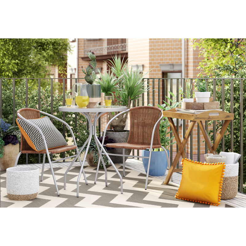 Courtyard Performance Chevron Rug, Square 7'10"
