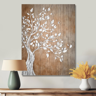 Arbre blanc de la vie sur bois, reproduction d'art sur toile, art mural blanc spirituel