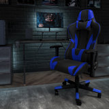 Ergonomic LeatherSoft Computer Gaming Chair with Fully Reclining Back and Slide-Out Footrest