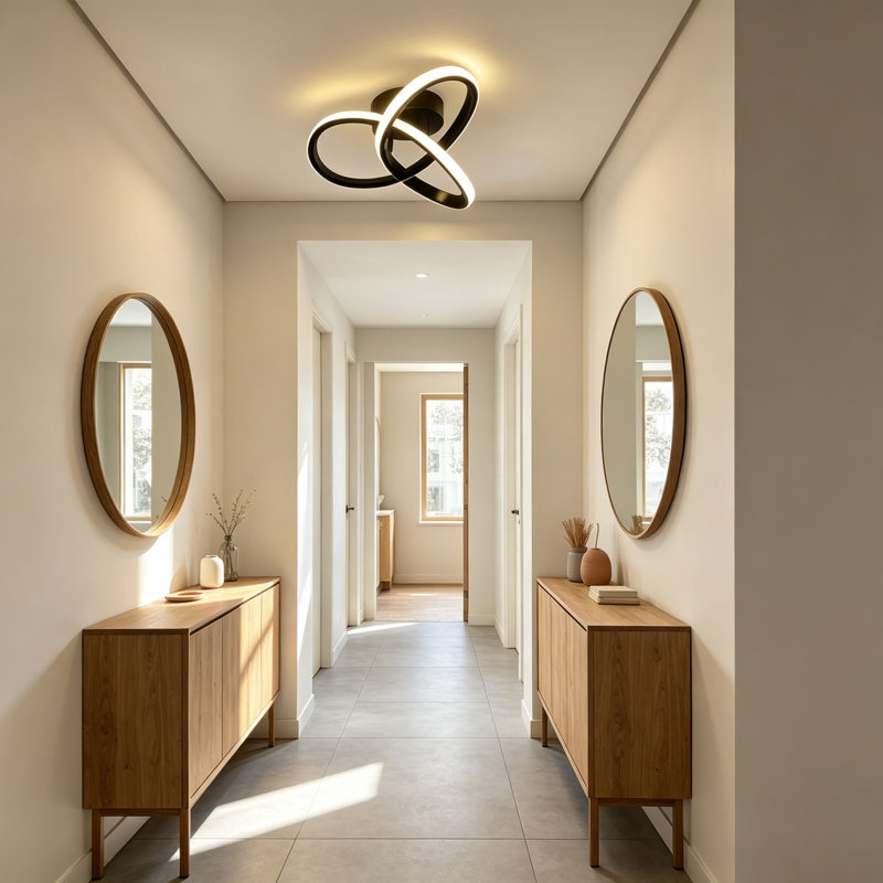 2-Light 24cm LED Flush Mount, Black