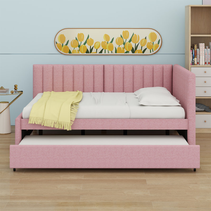 Lit de jour rembourré avec couchette, Rose