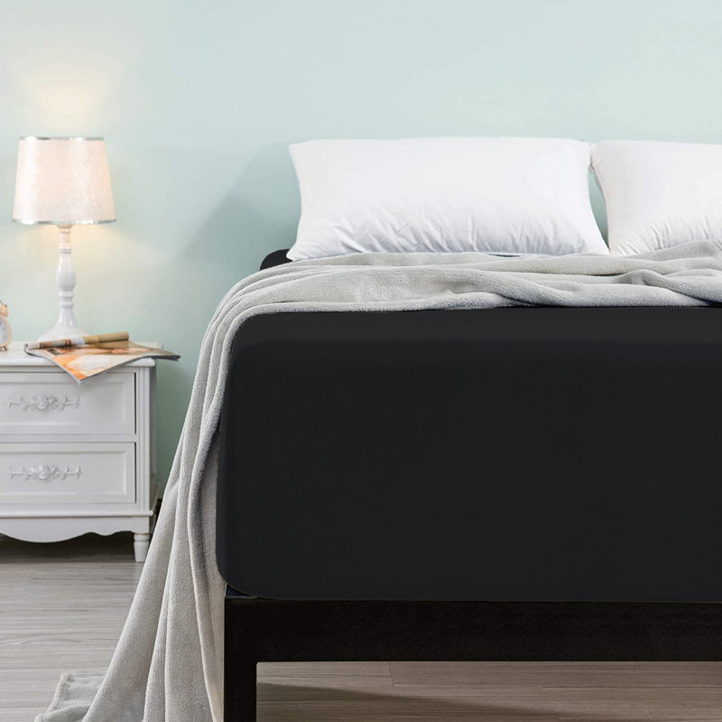 Microfiber Brushed Deep 40cm Fitted Bed Sheet, Black, Super King (6')