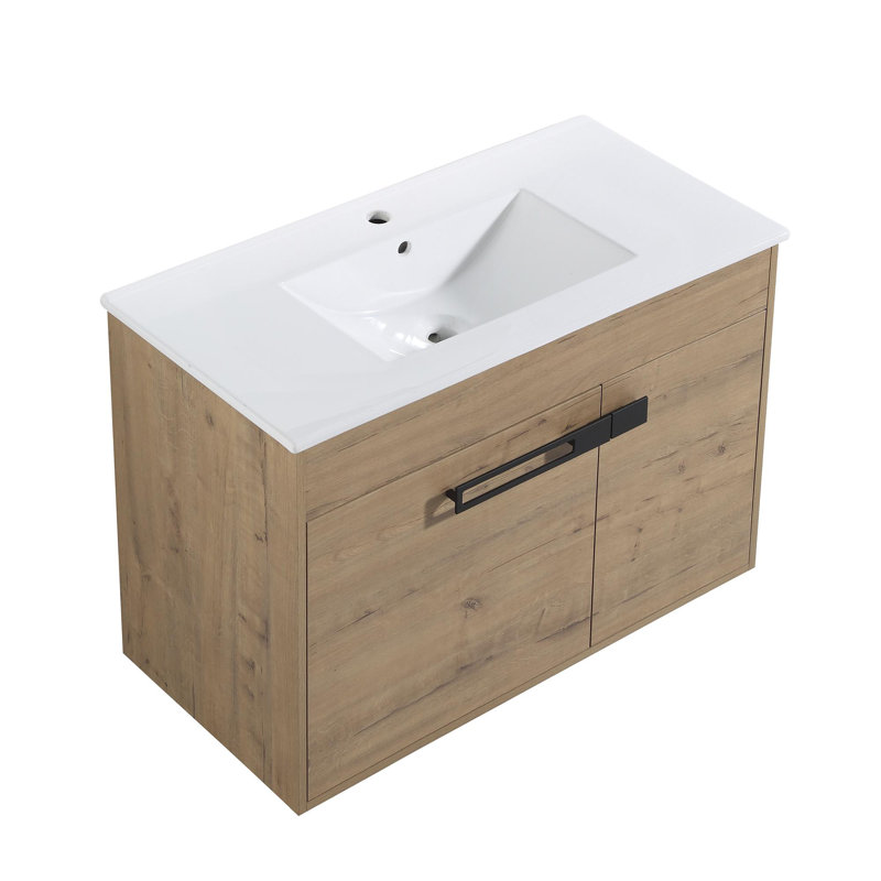 Meuble-lavabo simple 36 po avec comptoir 36 po, Imitation chêne
