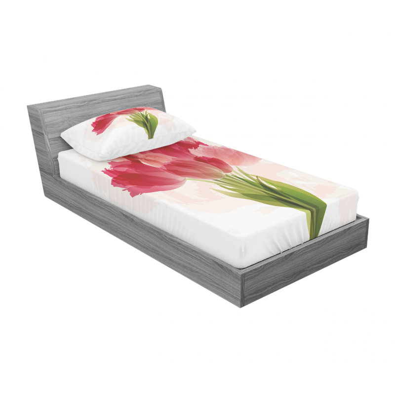 Microfiber Floral Sheet Set, Twin XL Sheet Set with Fitted Sheet