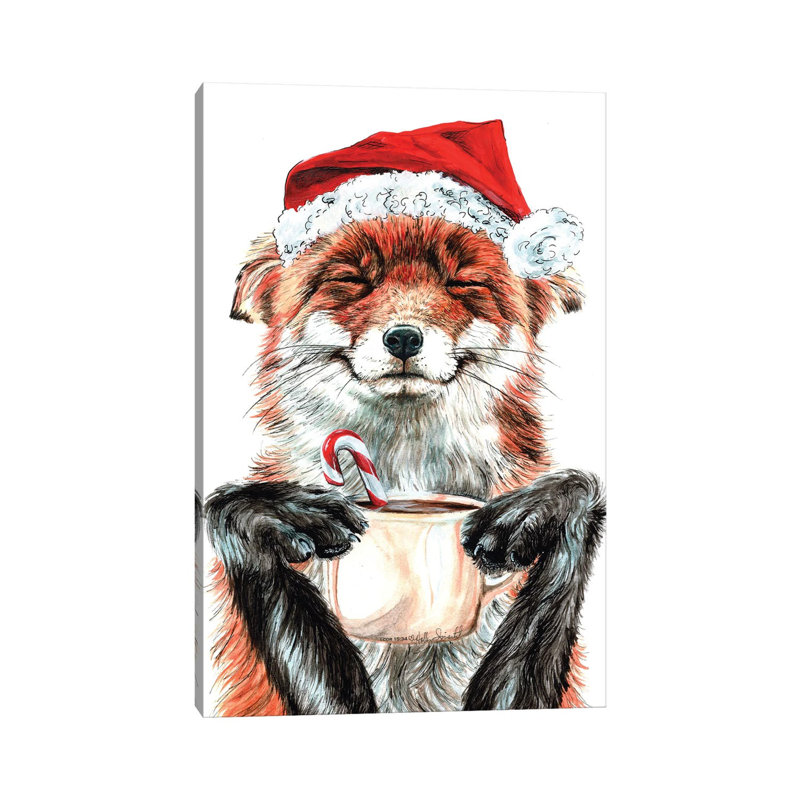 Morning Fox Christmas - Wrapped Canvas Painting, 30.48cm H x 20.32cm W x 1.905cm D