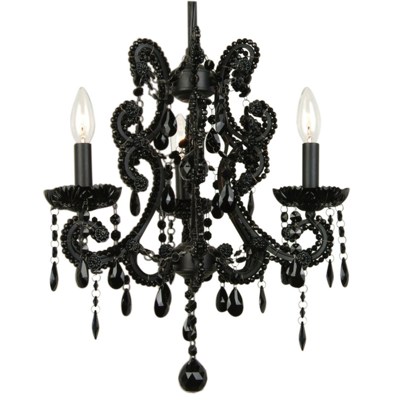 Style bougie classique/traditionnel 3 lumières lustre Brock, Black/Black