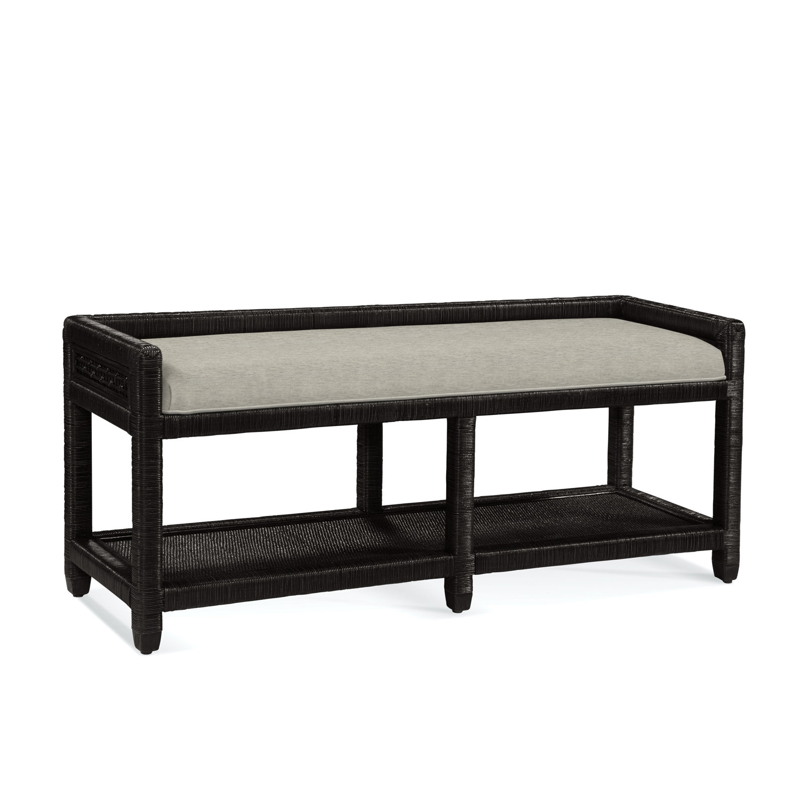 Silvio 54" Storage Bench, Antique Black, Basic Beige, 0317-85