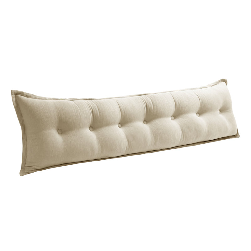 Button Tufted Headboard Decorative Back Support Side Sleeper Body Pillow, Natural Linen, 20" x 76"