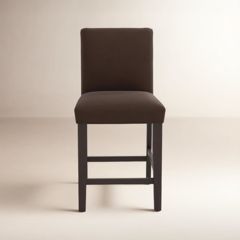 Tabouret de bar et de comptoir Hadrien, Tabouret de comptoir (siège d'une hauteur de 26 p, Velours chocolat classique