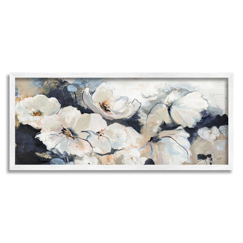 «Delicate Flower Petals Blooming Modern Design», peinture sur toile à cadre flottant, H 10 po x l 24 po x P 1,5 po