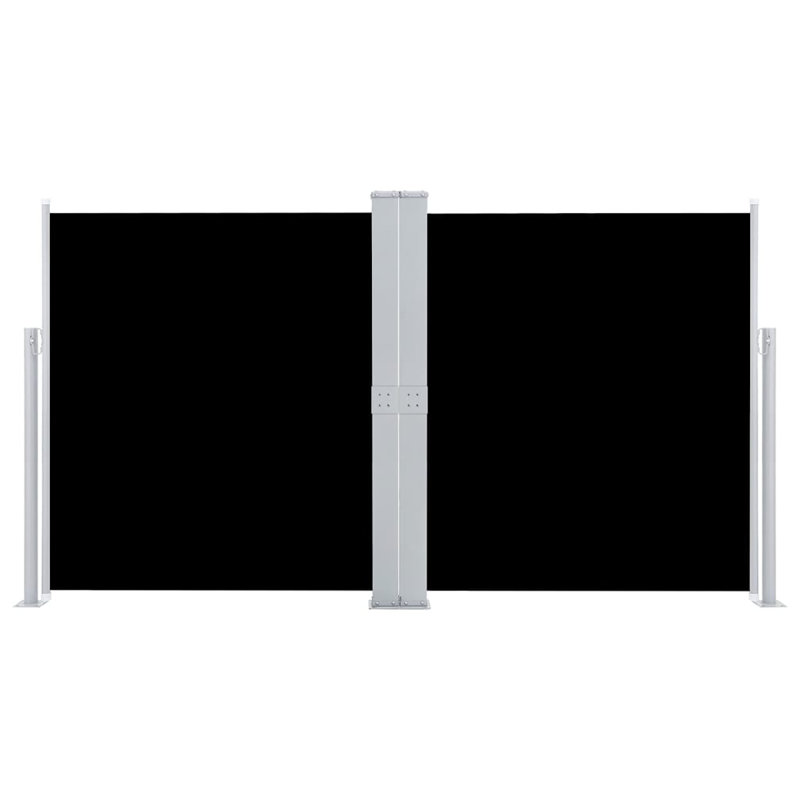 Paravent rétractable avec auvent pliant, H 55,1 po x l 236,22 po, Noir