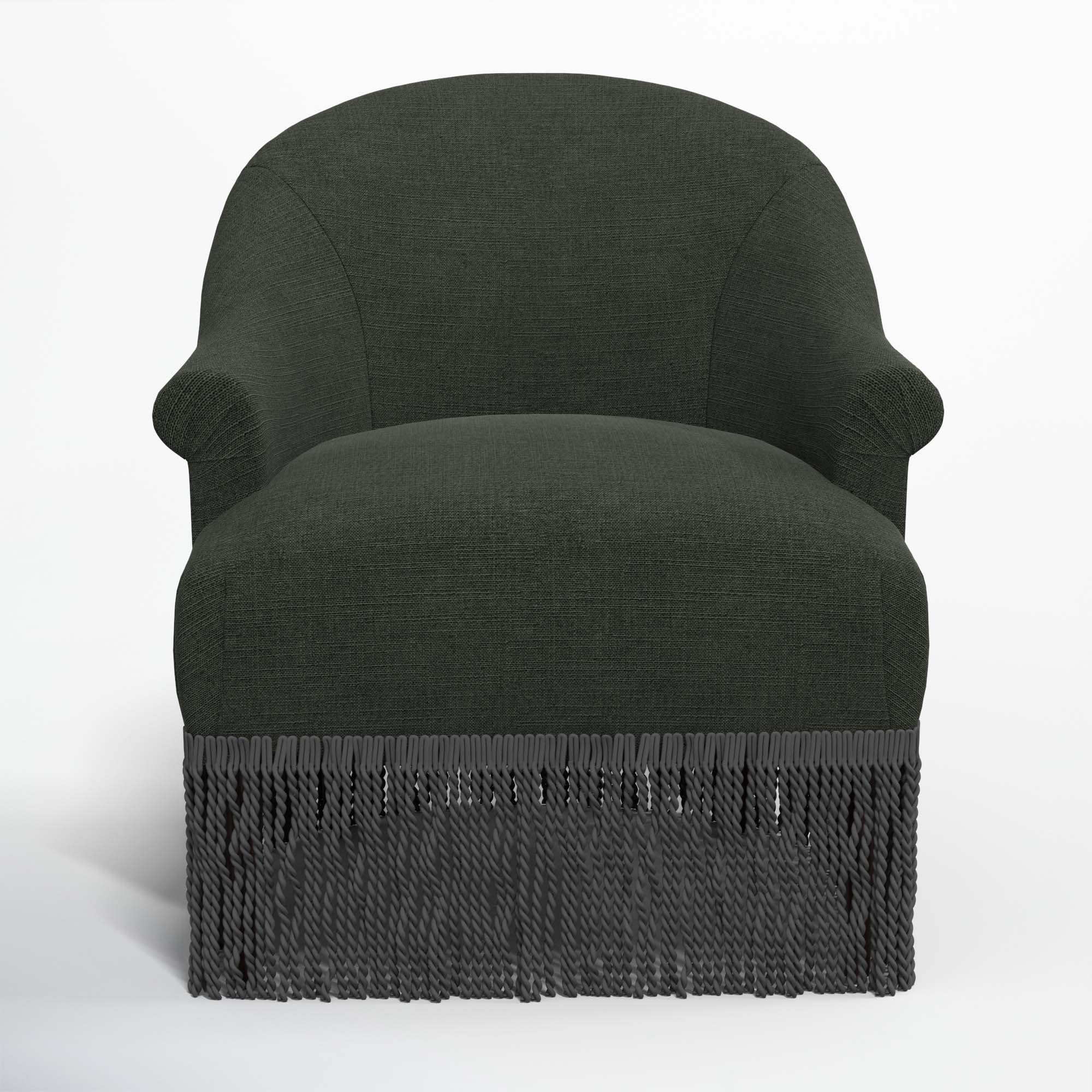Callie Upholstered Wingback Chair, Classic Black Linen, Black