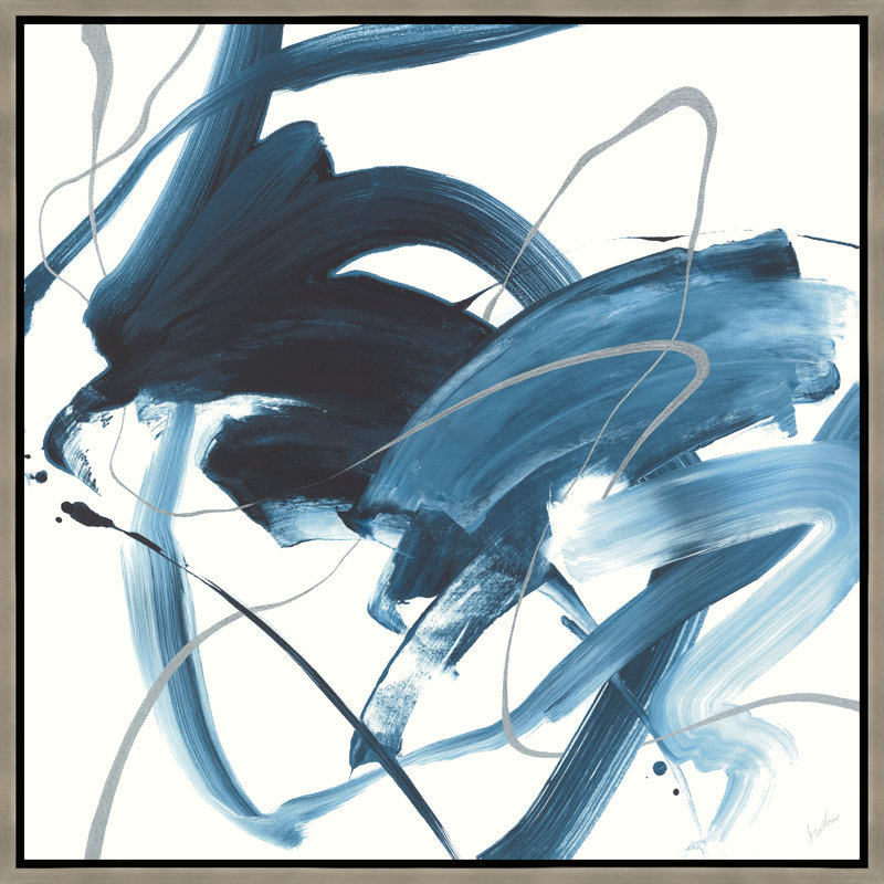 Dancing Of Blue II Painting by Janice Sadler, 37.75" H x 37.75" W, Glass
