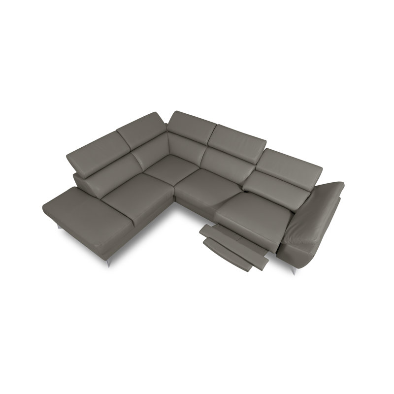 La Crosse Genuine Leather Electric Reclining Corner Sofa, Taupe, Left Hand Facing
