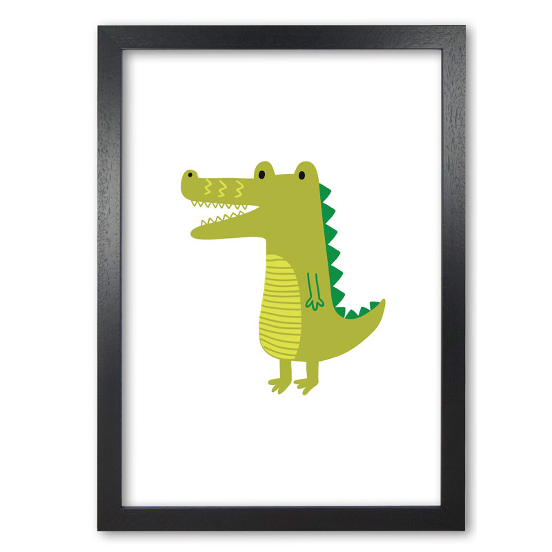 Children's Animals, Alligator - Print, Black Grain Frame, 85 cm H x 60 cm W x 5 cm D