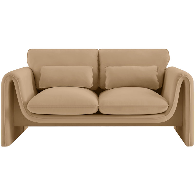 Causeuse en velours Sloan, Velours brun clair