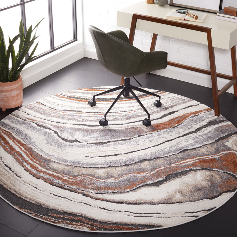 Cyrus Shag Performance Abstract Rug, Round 6'7"