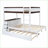 Full-Over-Full Bunk Bed with Twin Trundle, Storage Desk &amp; USB Outlets – White+Walnut Pinewood Frame