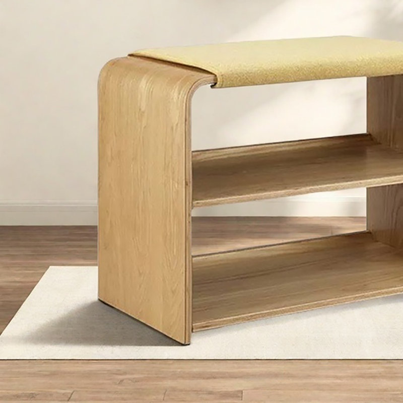 Tabouret avec rangement à chaussures 23,6 po, Bois naturel