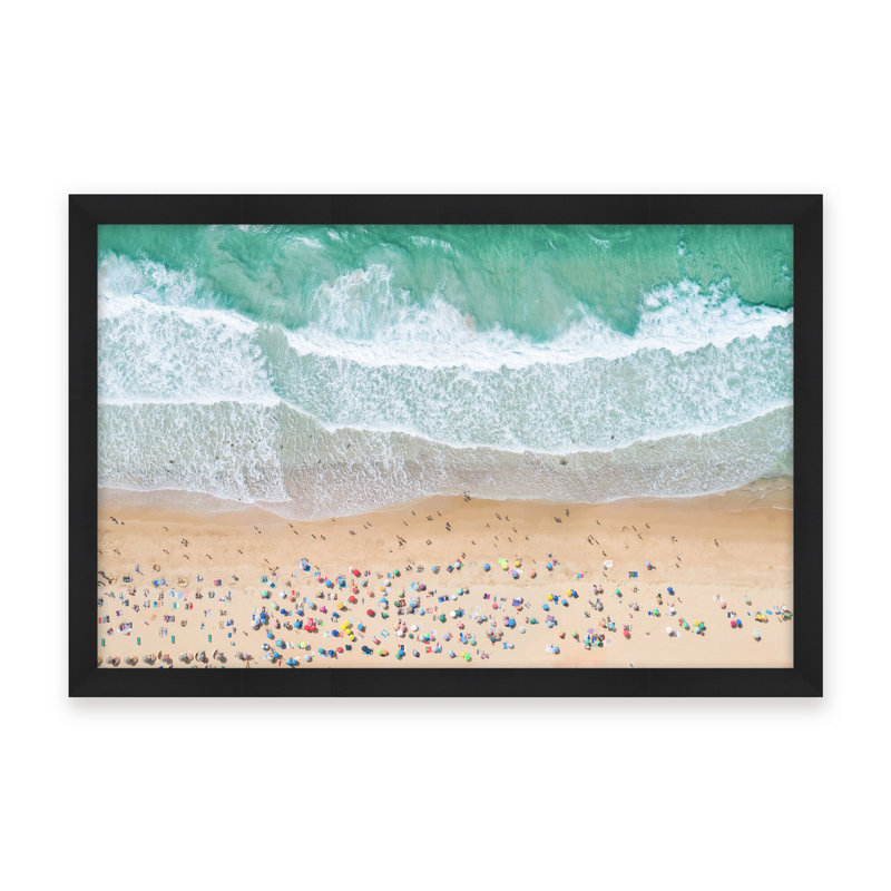 Coastal Retreat Summer Beach by  - Picture Frame Photograph on Paper, 24" H x 36" W x 1.125" D, Beige, Framed Matted Print