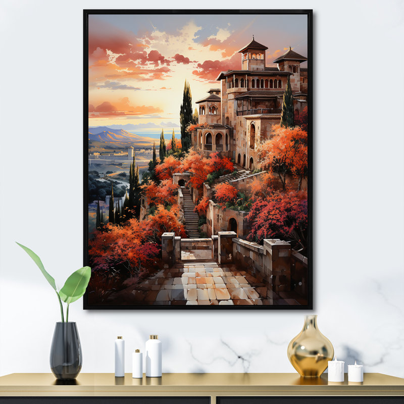 Spain Alhambra Palace - Spain Canvas Print, H 20 po x l 12 po x P 1 po, Cadre flottant noir