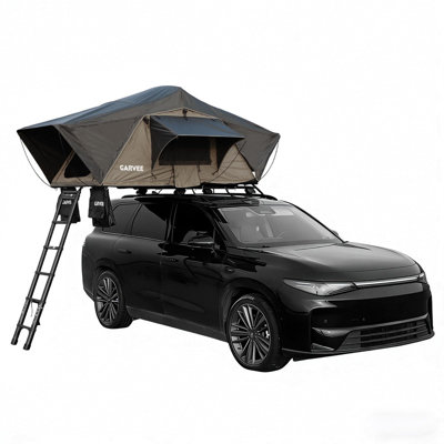 Soft Shell Rooftop Tent with Telescopic Ladder & LED Light – 4-Season Waterproof, UV Resistant for 2-3 Person Camping on SUV, Truck, Van, Trailer