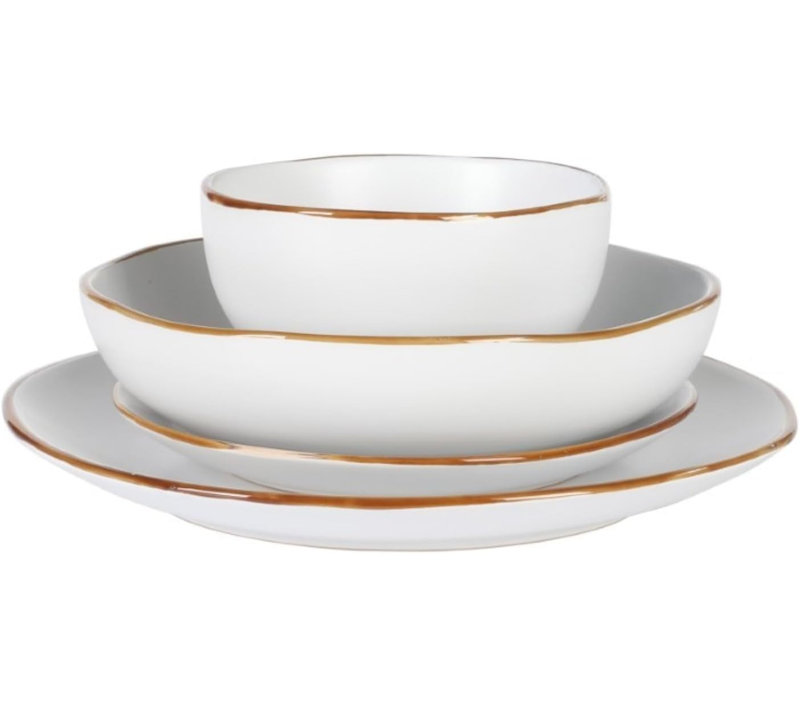 Ensemble de vaisselle en grès 16 pièces Gibson Home Hazeltine, Blanc