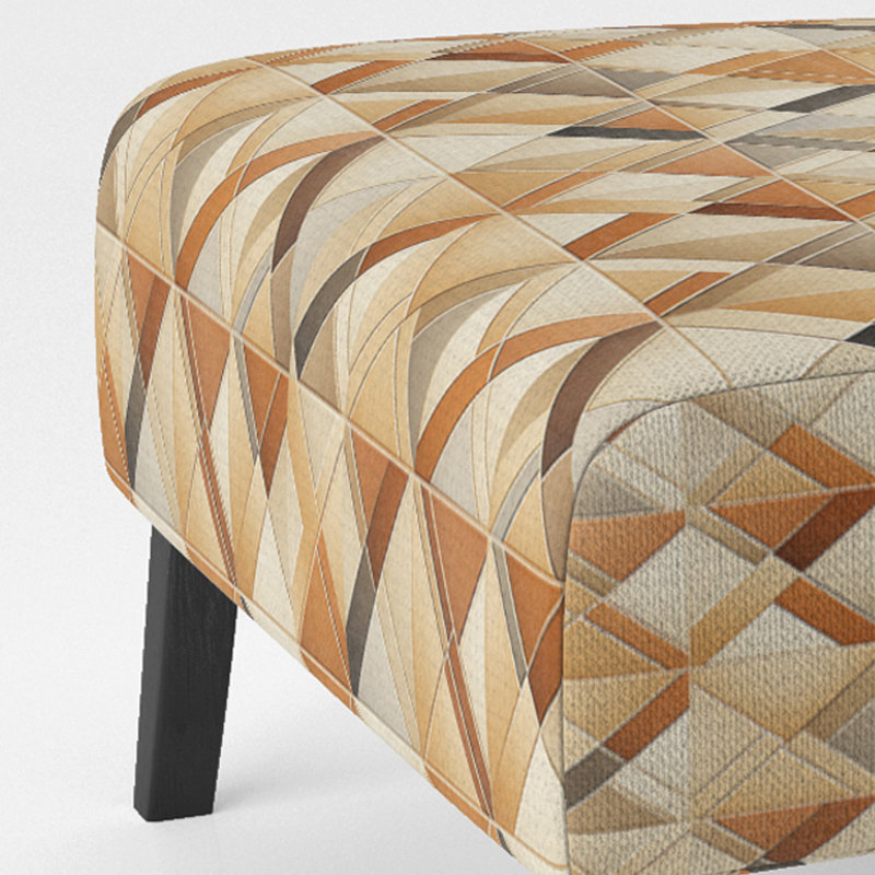 Fauteuil de chambre beige et brun à motif géométrique en treillis rustique moderne et contemporain