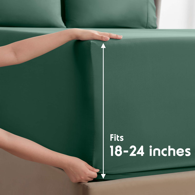 Ensemble de draps 4 pièces Luxury, Hunter Green, Twin XL Fitted Sheet with 2 Pillowcases