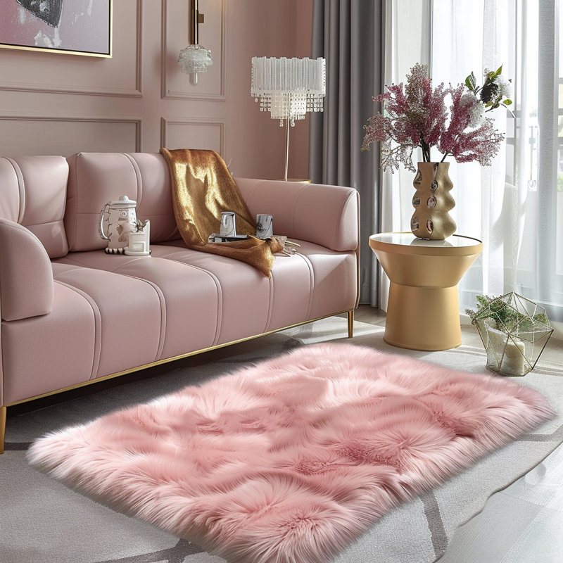 Divion Faux Sheepskin Indoor Rug, Rectangle 2' x 3'