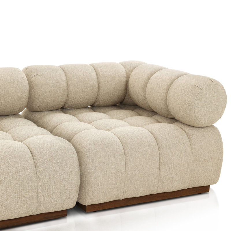 Martinique 109.5" Wide Patio Sectional, Hayes Cream Cushion/Stained Saddle Frame, Symmetrical