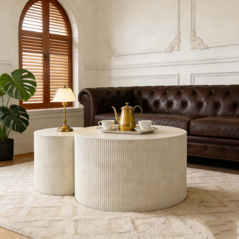 Table basse ronde, H 15,75 po x L 47,25 po x l 47,25 po