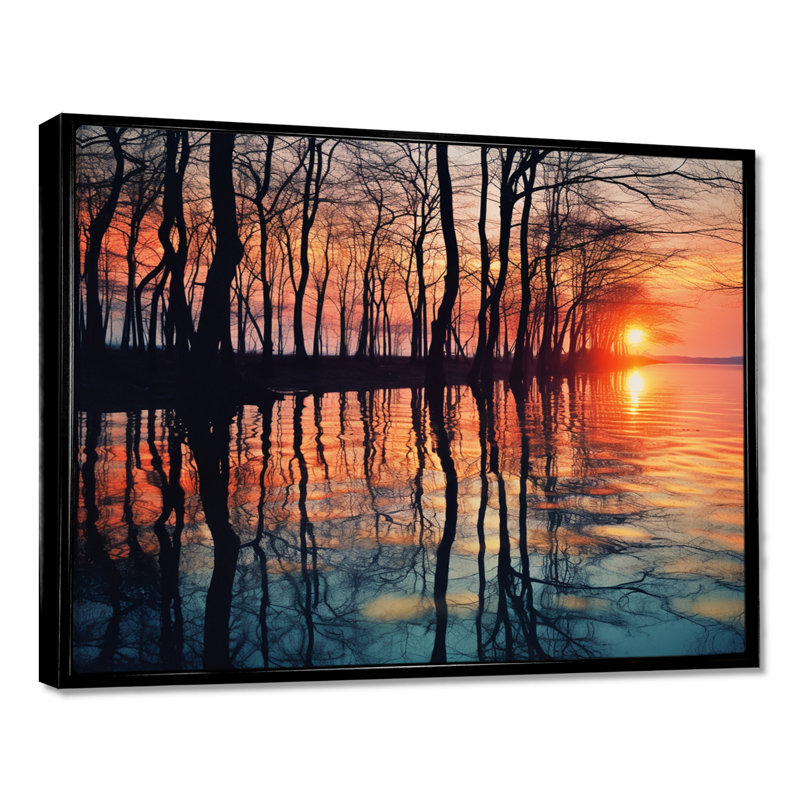 Décoration murale Castleberry - coucher de soleil, H 12 po x l 20 po x P 1 po, Toile avec cadre flottant noir